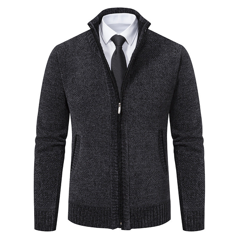 Elegant knitted jacket for men with modern zipper and high collar Lune London