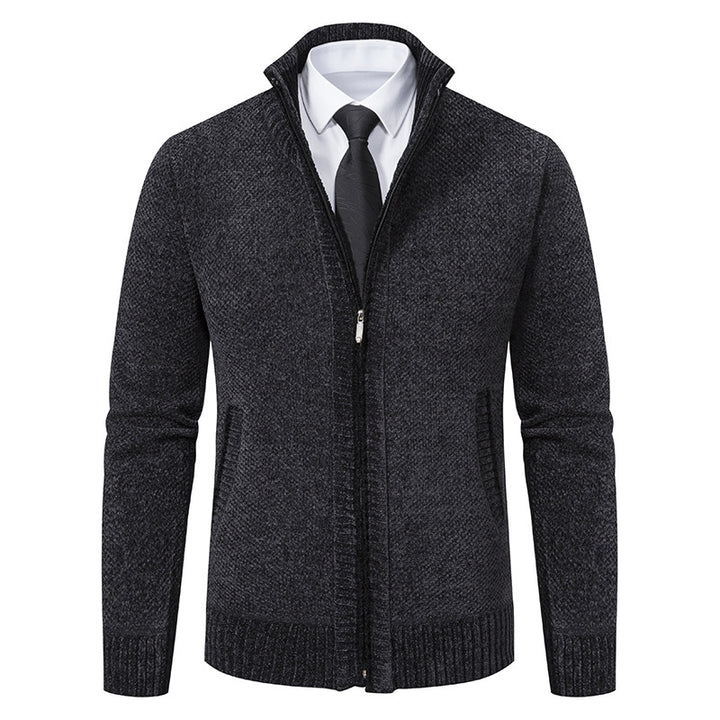 Elegant knitted jacket for men with modern zipper and high collar Lune London