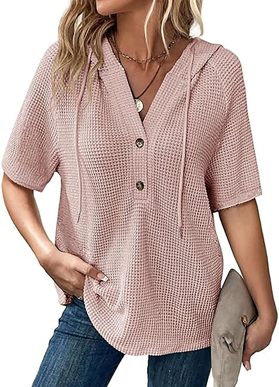 Casual oversized hoodie T-shirt for women with button detail Lune London