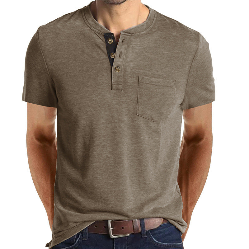 Lune London Short Sleeve Henley Shirt for Men with Pocket Detail