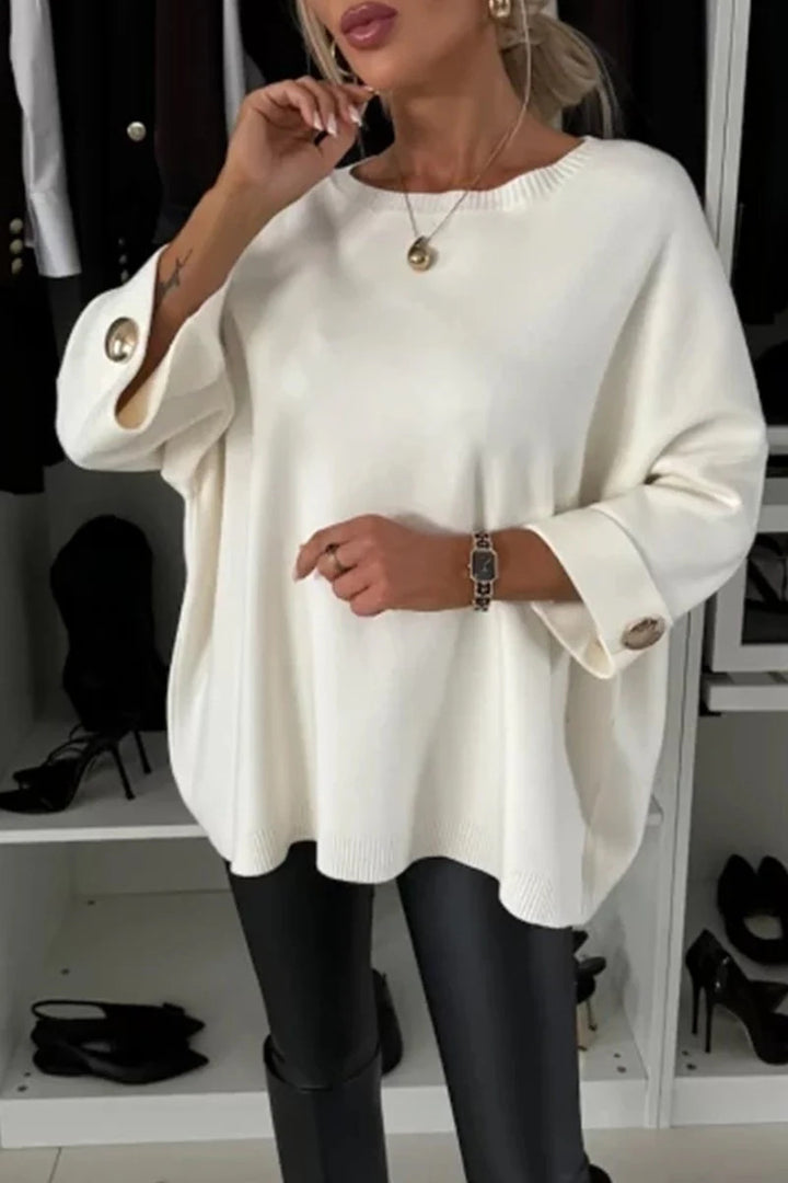 Pull en tricot oversized pour dames avec des boutons décoratifs Chic & Stil