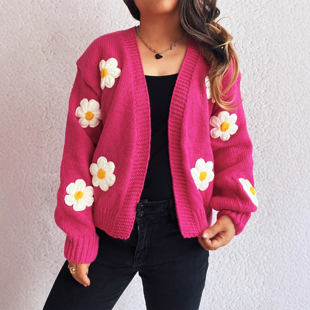 Cardigan pour dames avec des appliques florales Chic & Stil