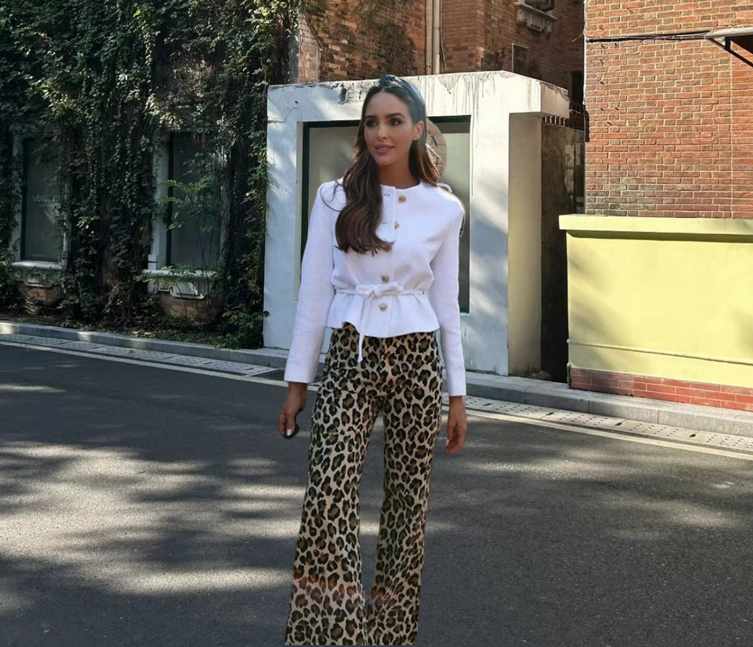 Lune London Women's Fabric Animal Print Pants