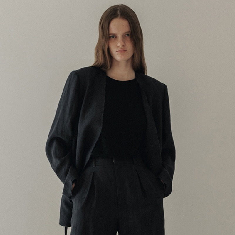 Femmes Élégant et Décontracté Blazer en Lin Sans Fermeture Chic & Stil