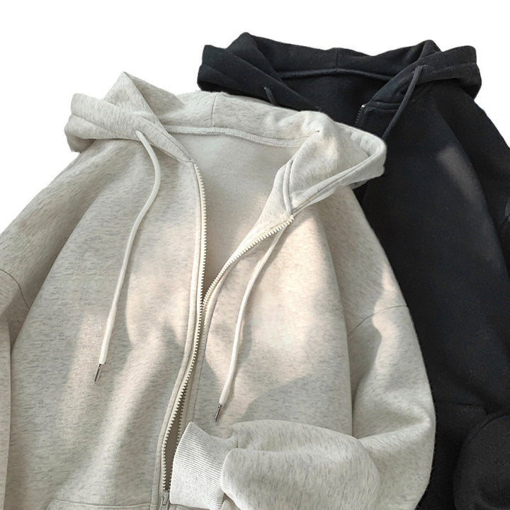 Women's hoodie sweatshirt jacket with ergonomic cut and practical zipper