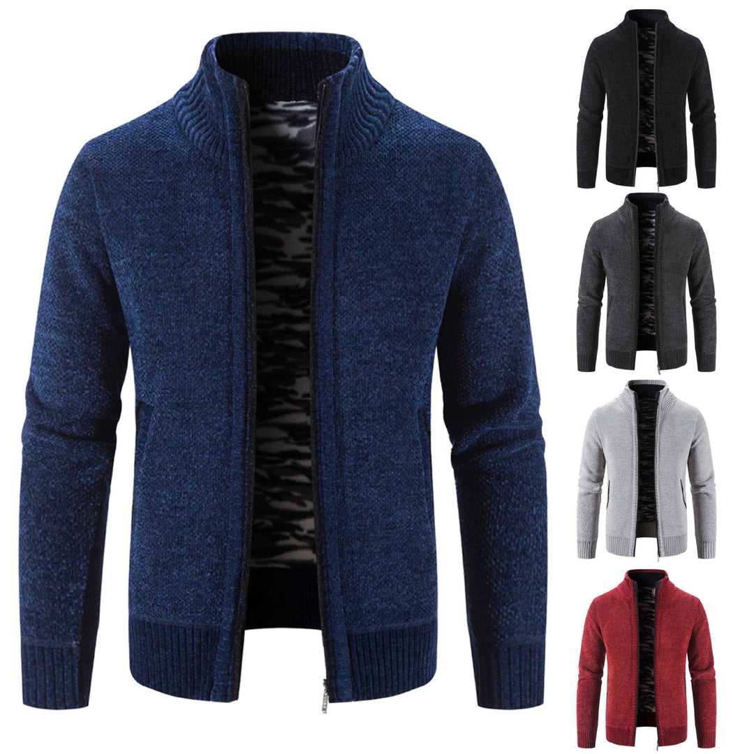 Men's knit jacket with high collar and practical zippered pockets Lune London