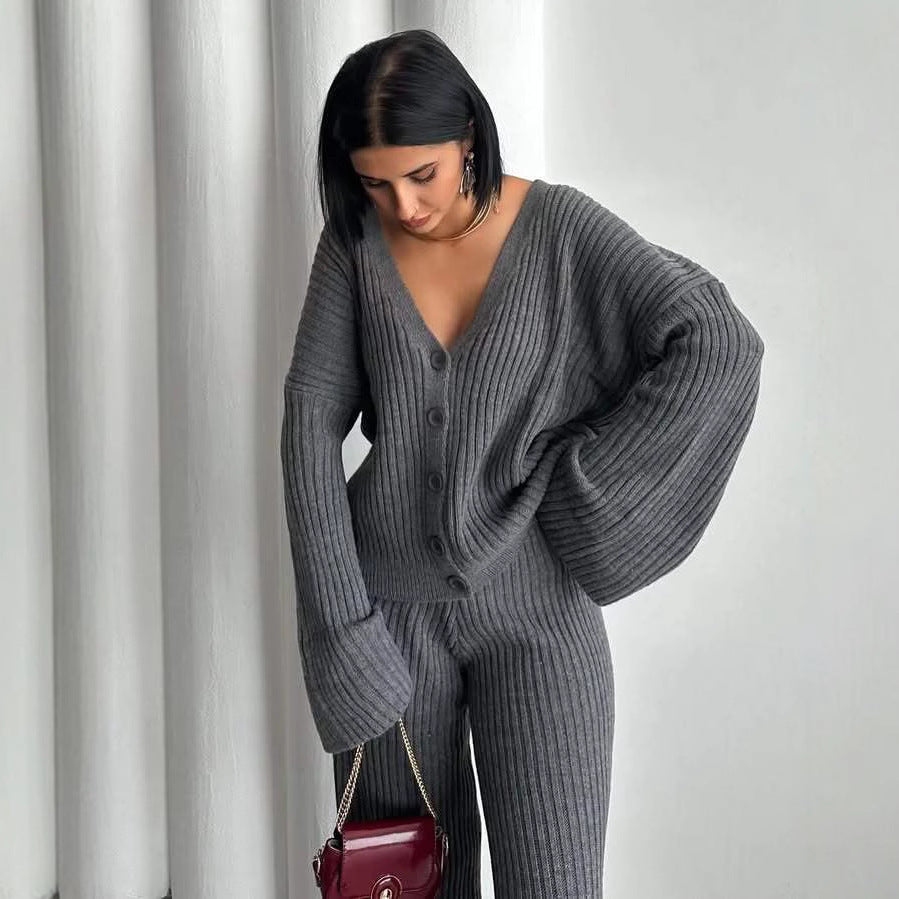 Women's knit set with button details and loose fit Lune London