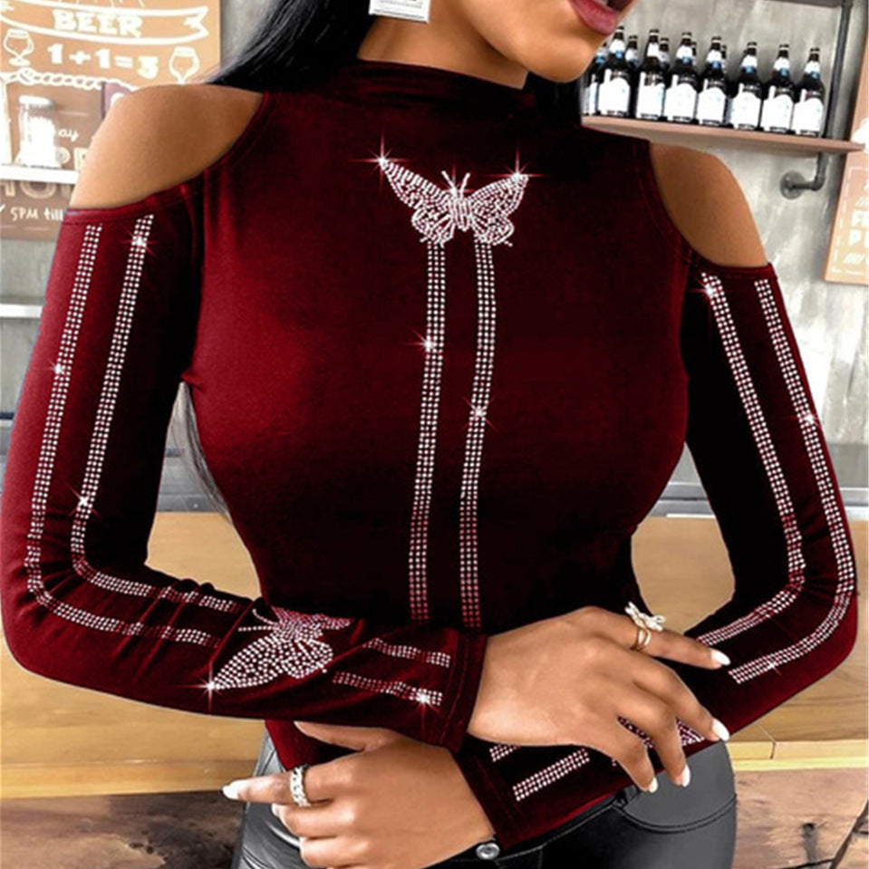 Ladies Elegant Top with Extravagant Armholes and Sparkling Appliqués Lune London