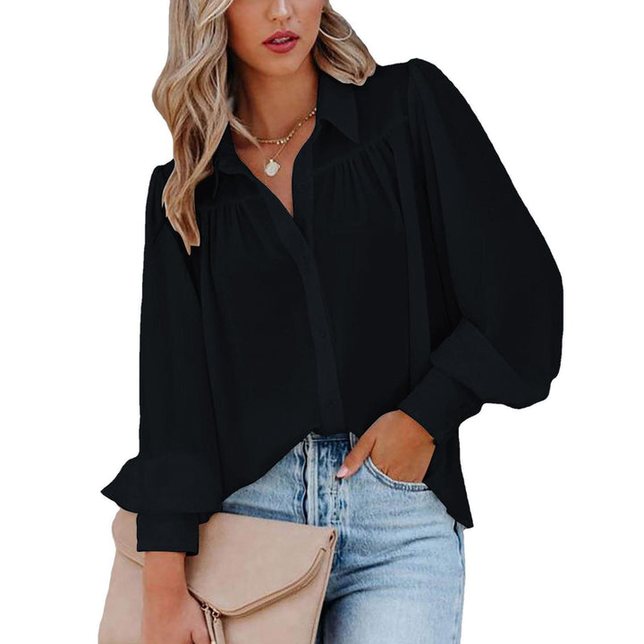 Blouse woman with voluminous sleeves and elegant ruffle details Lune London
