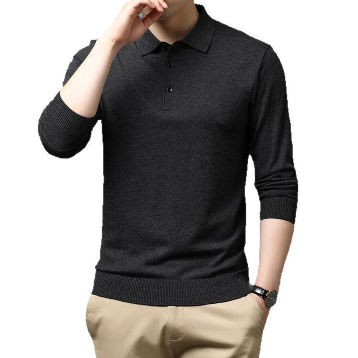 Lune London Elegant knit sweater for men with polo collar and button placket