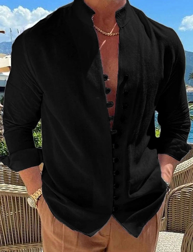 Trendy men's shirt with a slight structure and button placket Lune London