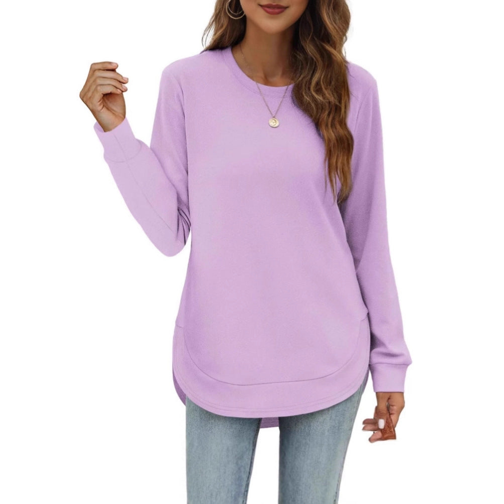 Casual women's long sleeve sweater with curved hem Lune London