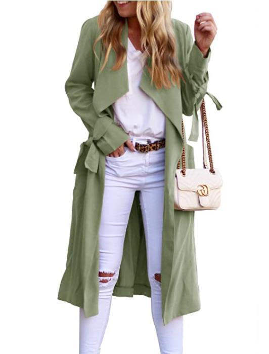 Fluid trench coat for women with tie belt and large collar Lune London