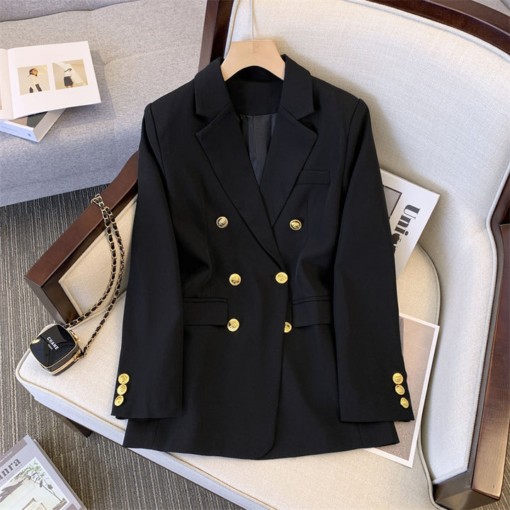 Lune London Elegant double-button blazer for women with a slim fit and gold embellishments