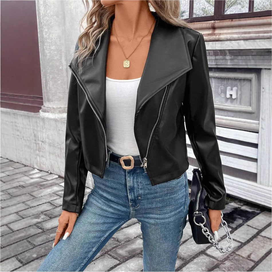 Lune London Women's Biker Jacket with Asymmetrical Zipper