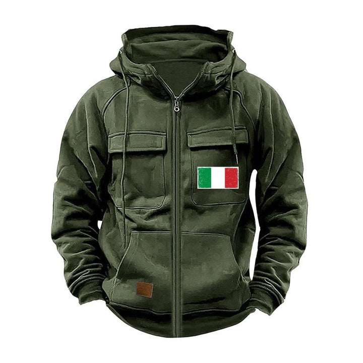 Trendy hooded jacket for men with practical pockets and adjustable collar Lune London