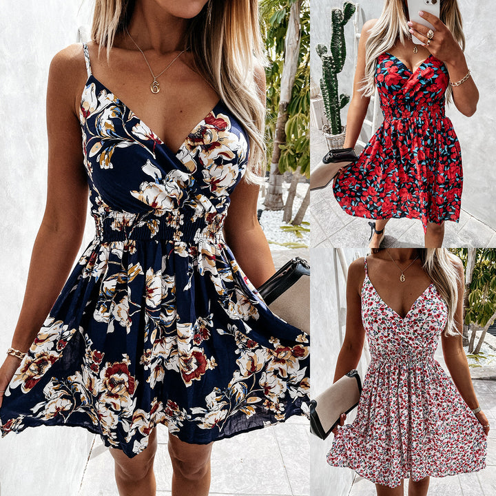 Lune London floral print sleeveless wrap dress