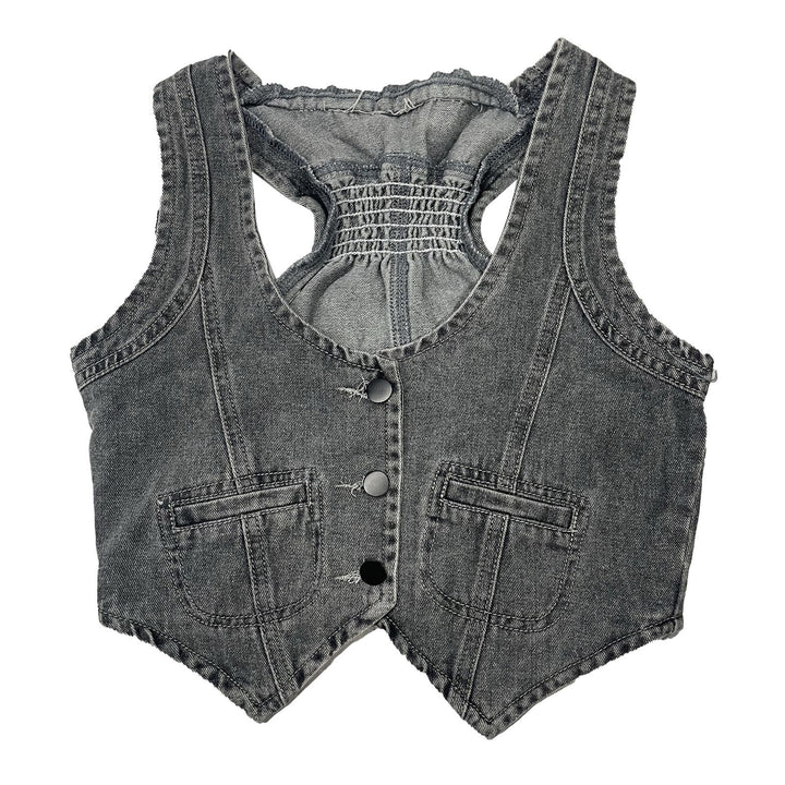 Women's denim vest with modern V-neck and practical pockets Lune London