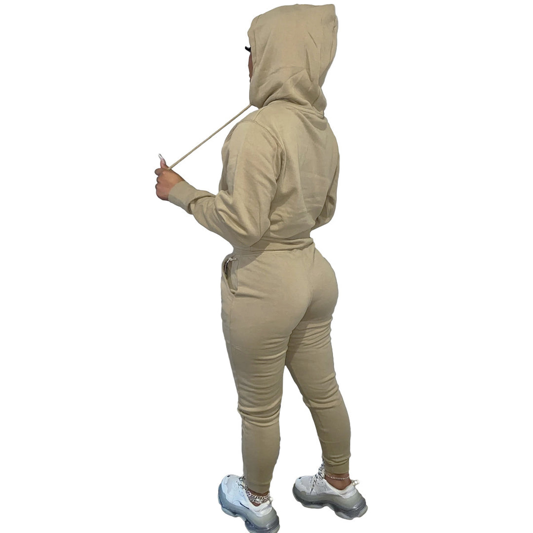 Ladies Sporty Jogging Set with Hood and Elastic Waist Lune London