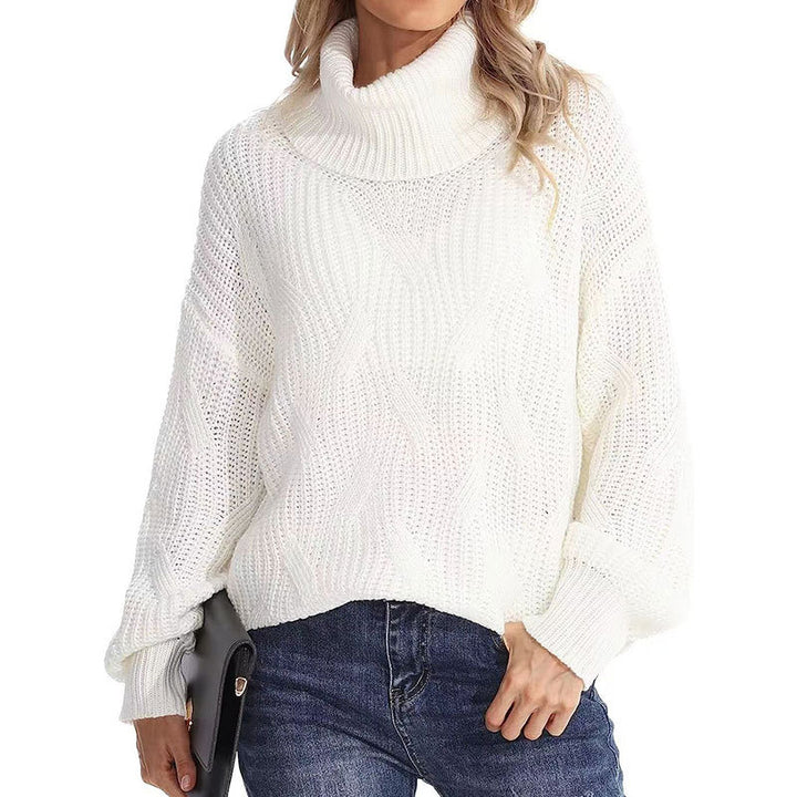 Pull en tricot pour femme avec col haut et look de point texturé Chic & Stil