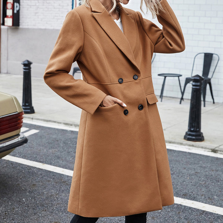 Elegant reversible coat for women with lapel collar and double-breasted buttons Lune London