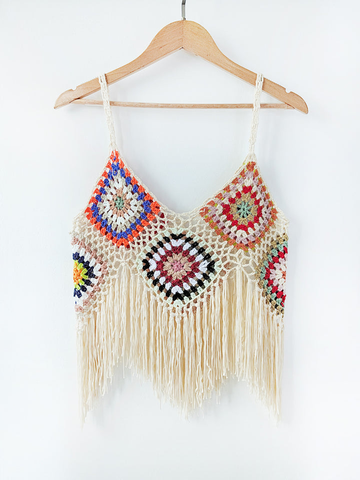 Lune London Crocheted Fringe Crop Top for Women