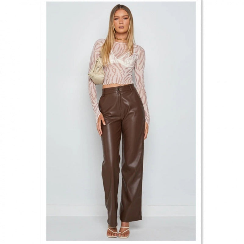 Ladies Elegant Pants in Faux Leather Lune London