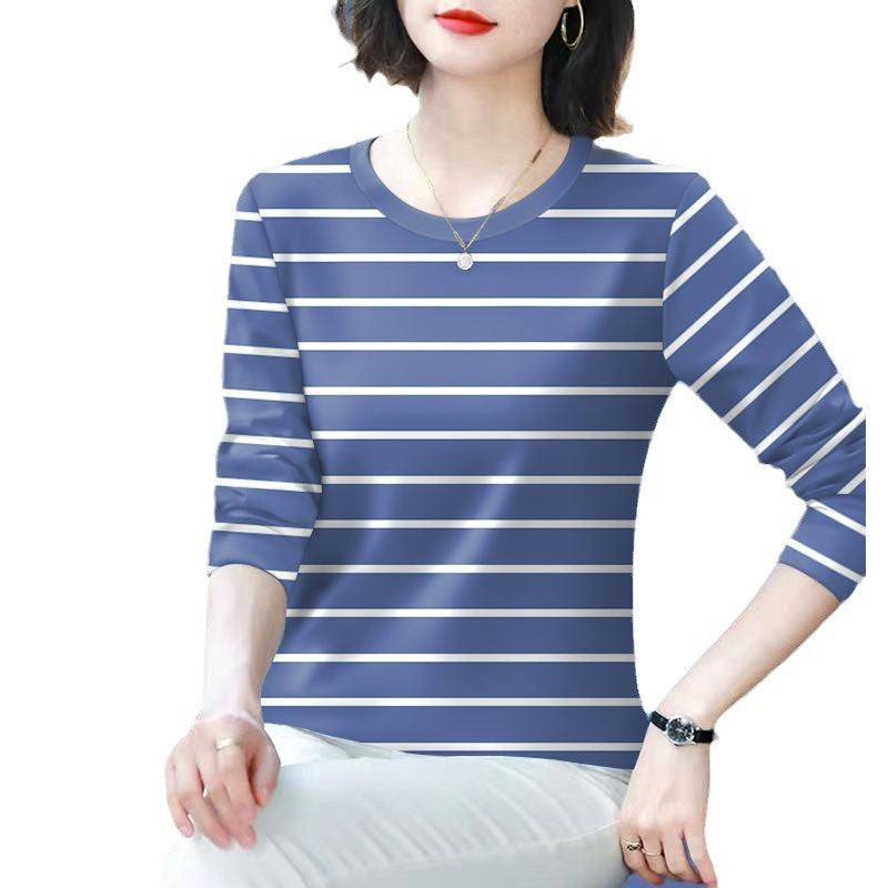 Chemise à manches longues rayée décontractée pour femmes Chic & Stil