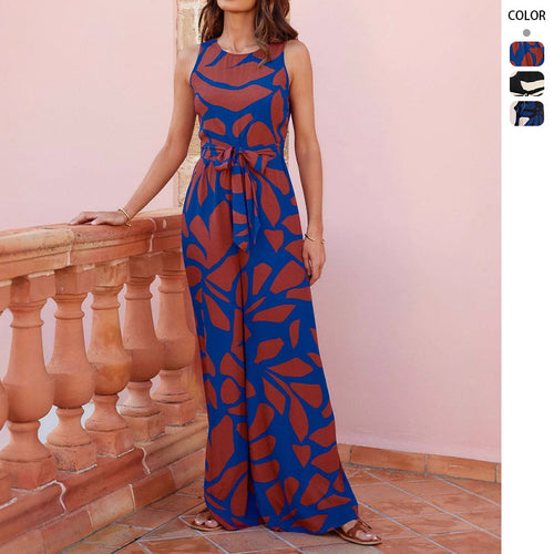 Maxi floral dress for women with tie belt and elegant cut Chic & Stil
