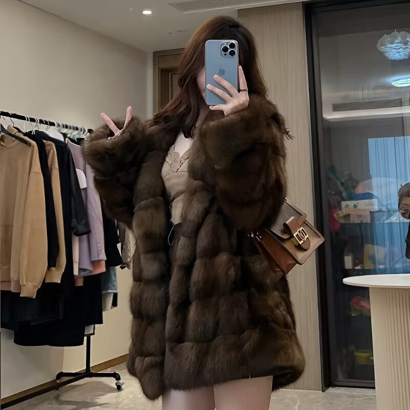 Ladies Faux Fur Coat with Loose Cut Lune London