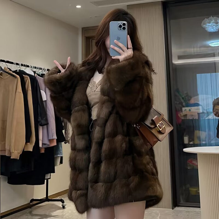 Ladies Faux Fur Coat with Loose Cut Lune London