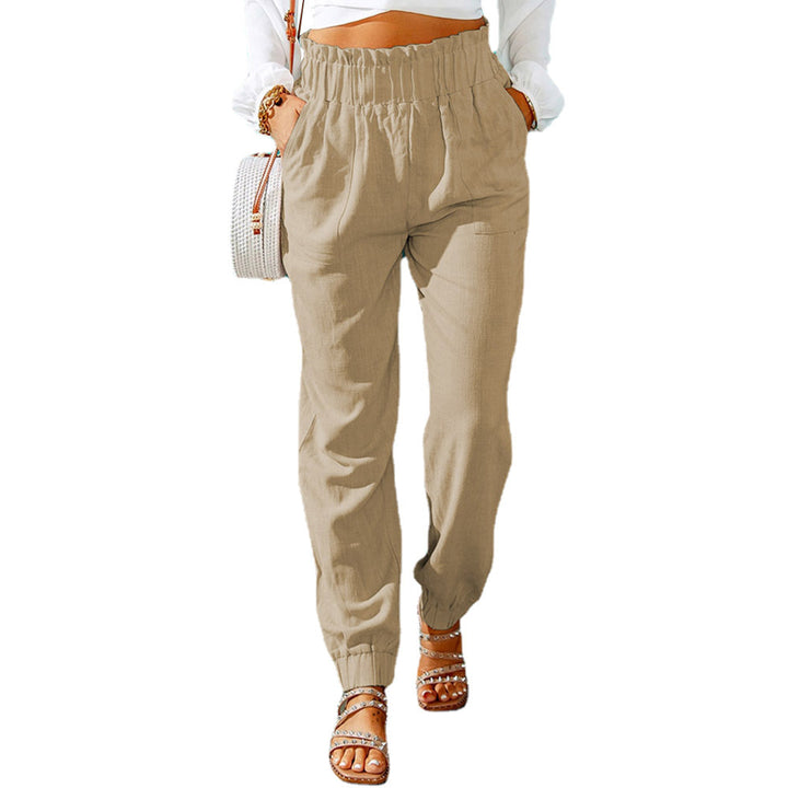 Light cotton pants for women with elastic waist and practical pockets Lune London