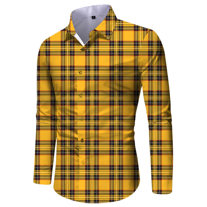 Men's long-sleeve shirt with chic and stylish check pattern