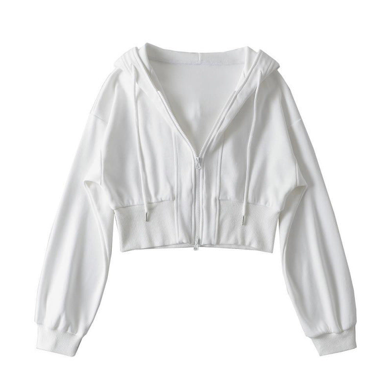 Women's cropped hoodie jacket with zipper and elastic cuffs Chic & Stil