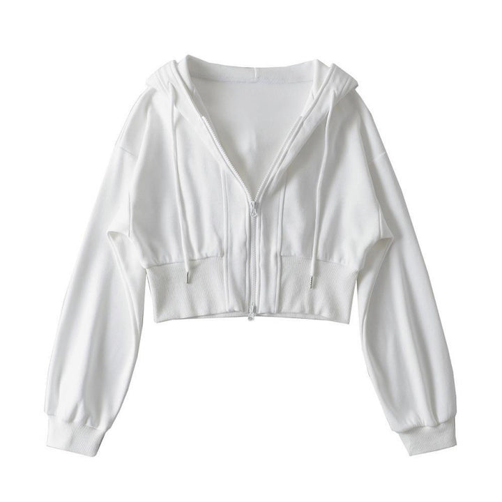Women's cropped hoodie jacket with zipper and elastic cuffs Chic & Stil