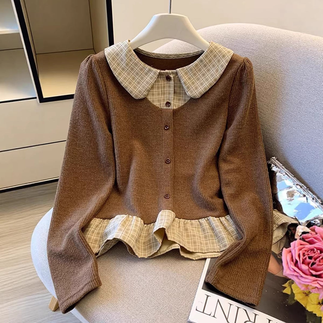 Pull en tricot à la mode pour femmes avec détails de chemise Chic & Stil