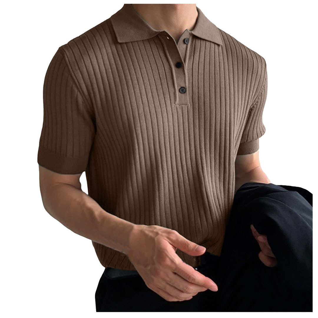 Cotton polo shirt for men with textured ribbed design and elegant collar Lune London