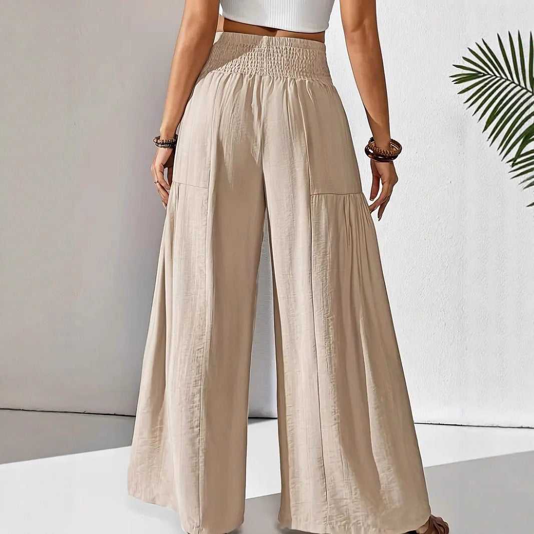 Pantalons larges d'été pour femmes avec taille élastique et poches latérales Chic & Stil
