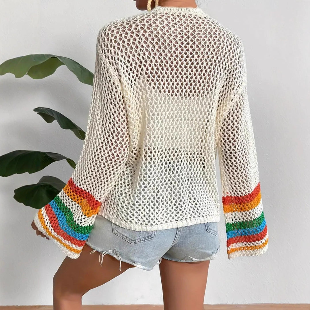 Cardigan aérien pour femmes avec motif en crochet coloré Chic & Stil