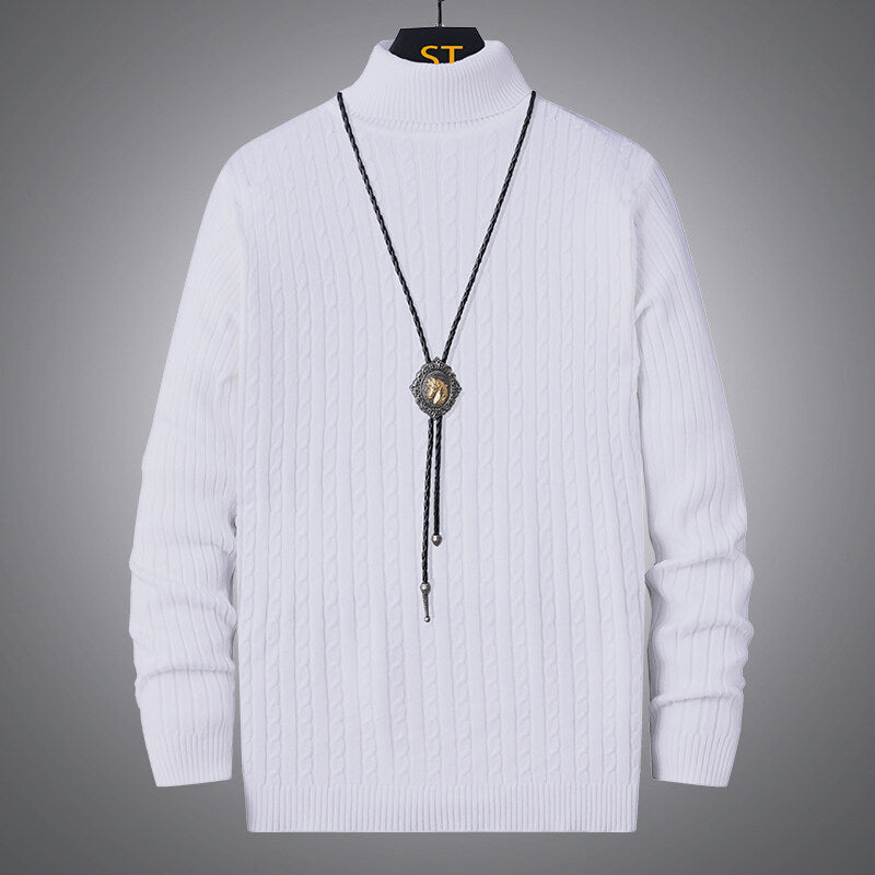 Men's turtleneck sweater with textured braid pattern Lune London