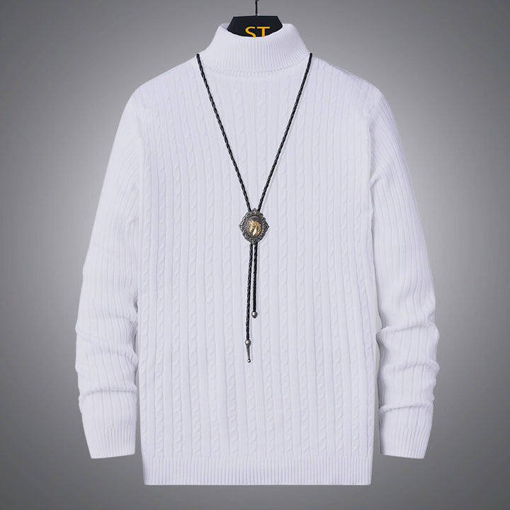 Men's turtleneck sweater with textured braid pattern Lune London