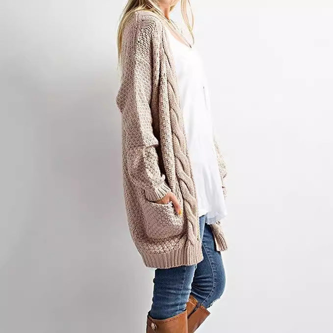 Ladies Light Knit Cardigan with Open Pockets and Casual Fit Lune London