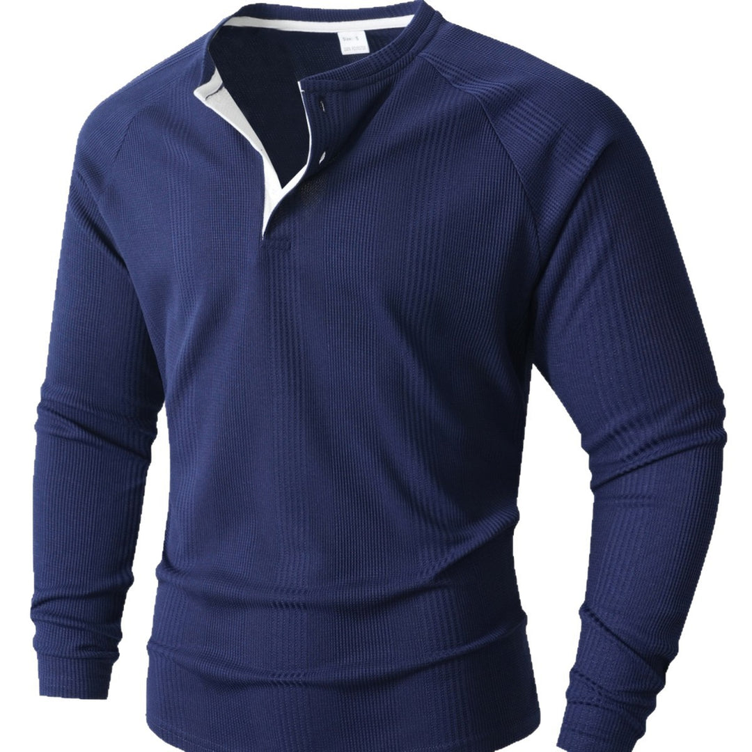 Men's Long Sleeve Textured Surface Henley Shirt Lune London