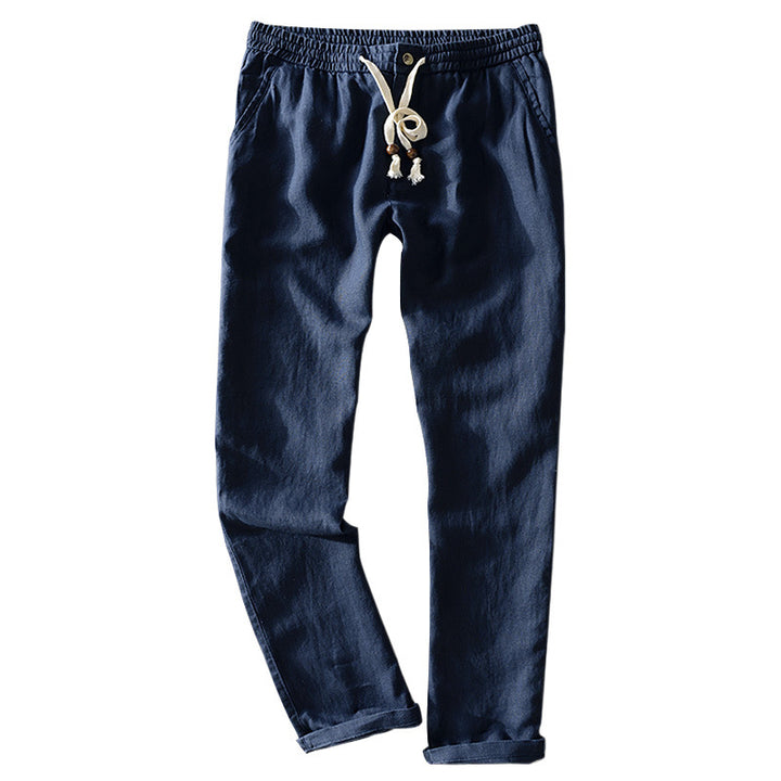 Casual linen pants for ladies with elastic waist and side pockets Lune London