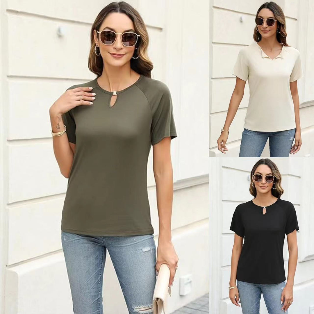 Fashionable women's T-shirt with decorative slit Lune London