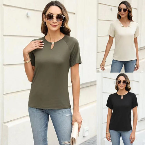 Fashionable women's T-shirt with decorative slit Lune London