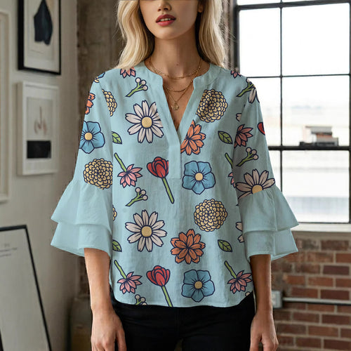 Women's artistic top with ruffled sleeves Lune London