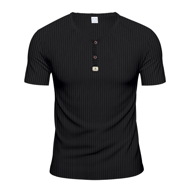 Men's Short Sleeve Henley T-shirt with Structured Design and Button Placket Lune London