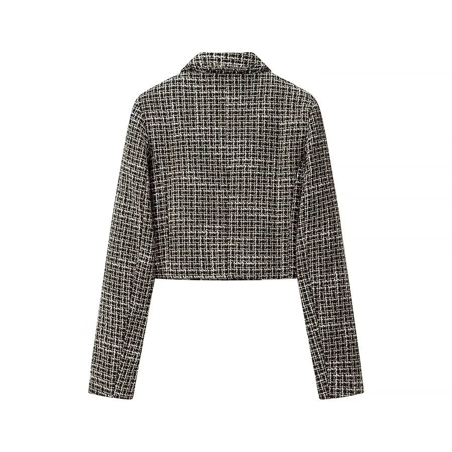 Veste blazer à coupe courte pour femme en élégant design en tweed Chic & Stil