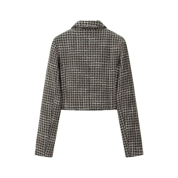 Veste blazer à coupe courte pour femme en élégant design en tweed Chic & Stil